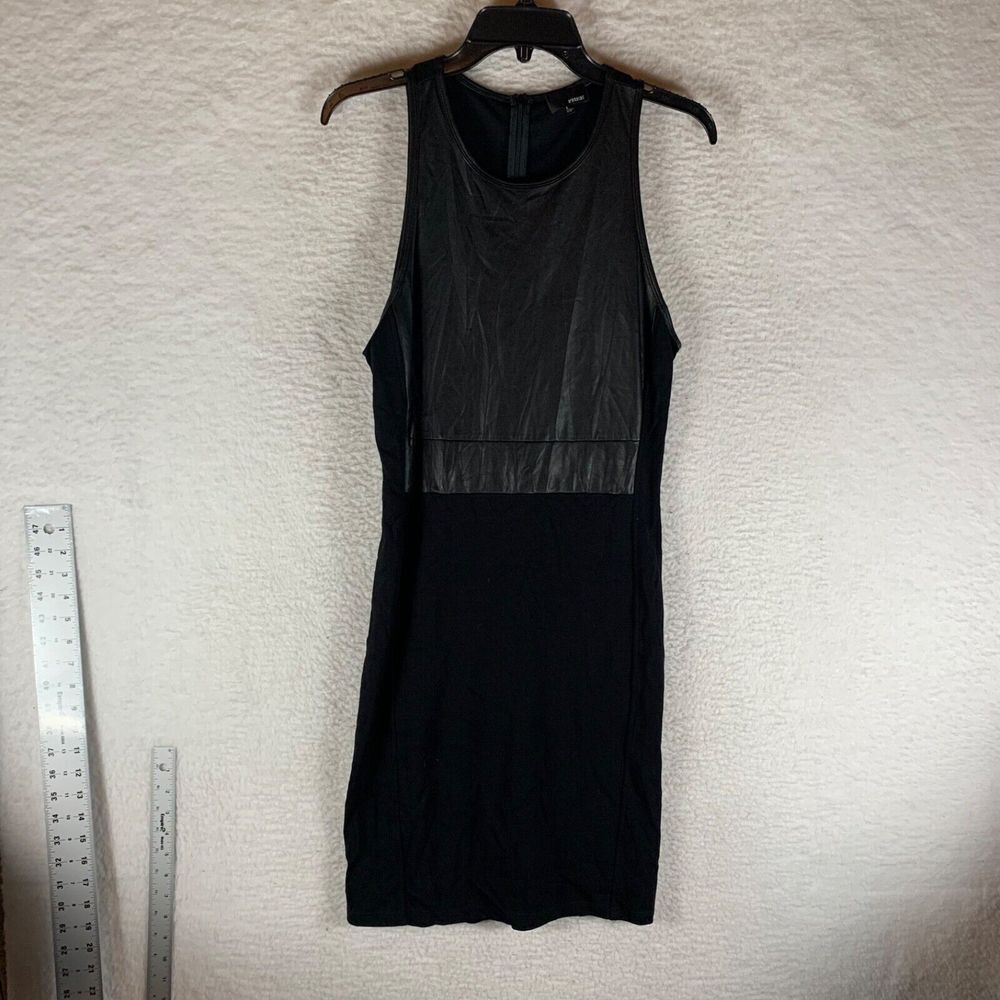 Aritzia Wilfred Free Elin Women's Faux Leather Black Sleeveless Sheath Dress L